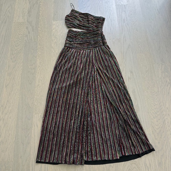 Rebecca Vallance Ronnie Gown One Shoulder Cutout Metallic Maxi Dress - US SIZE 4 - Picture 2 of 12